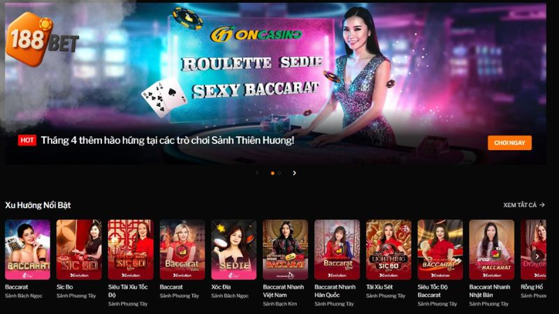 Live Casino 188BET mang lại cho anh em trải nghiệm chân thực